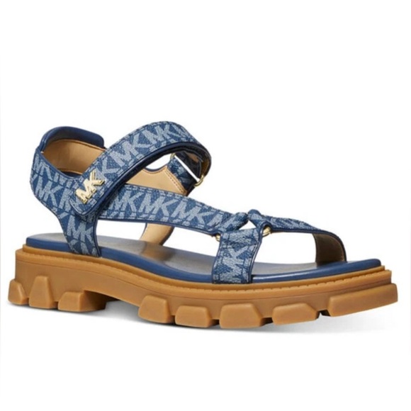 Michael Kors Shoes - Michael Kors Navy Logo Strap Sandals for Women